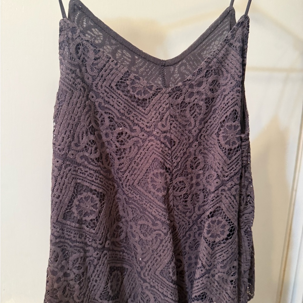 American Eagle Outfitters Textured Lace Camisole in Dark Purple